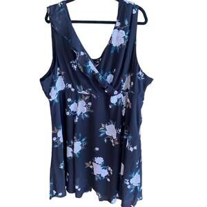 NWT Torrid Womens Black Floral Chiffon Skater Dress Lace Up V Back Size 28​​​​​